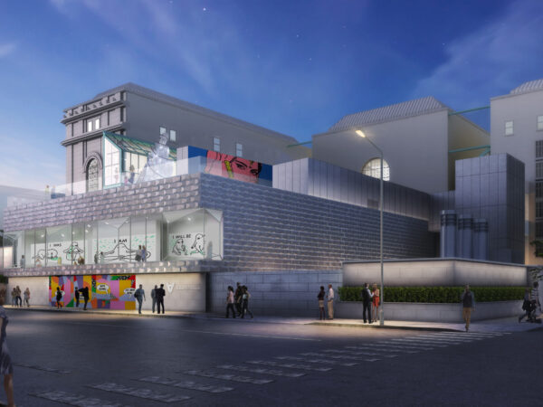 Rendering of the new Asian Art Museum pavilion at night.